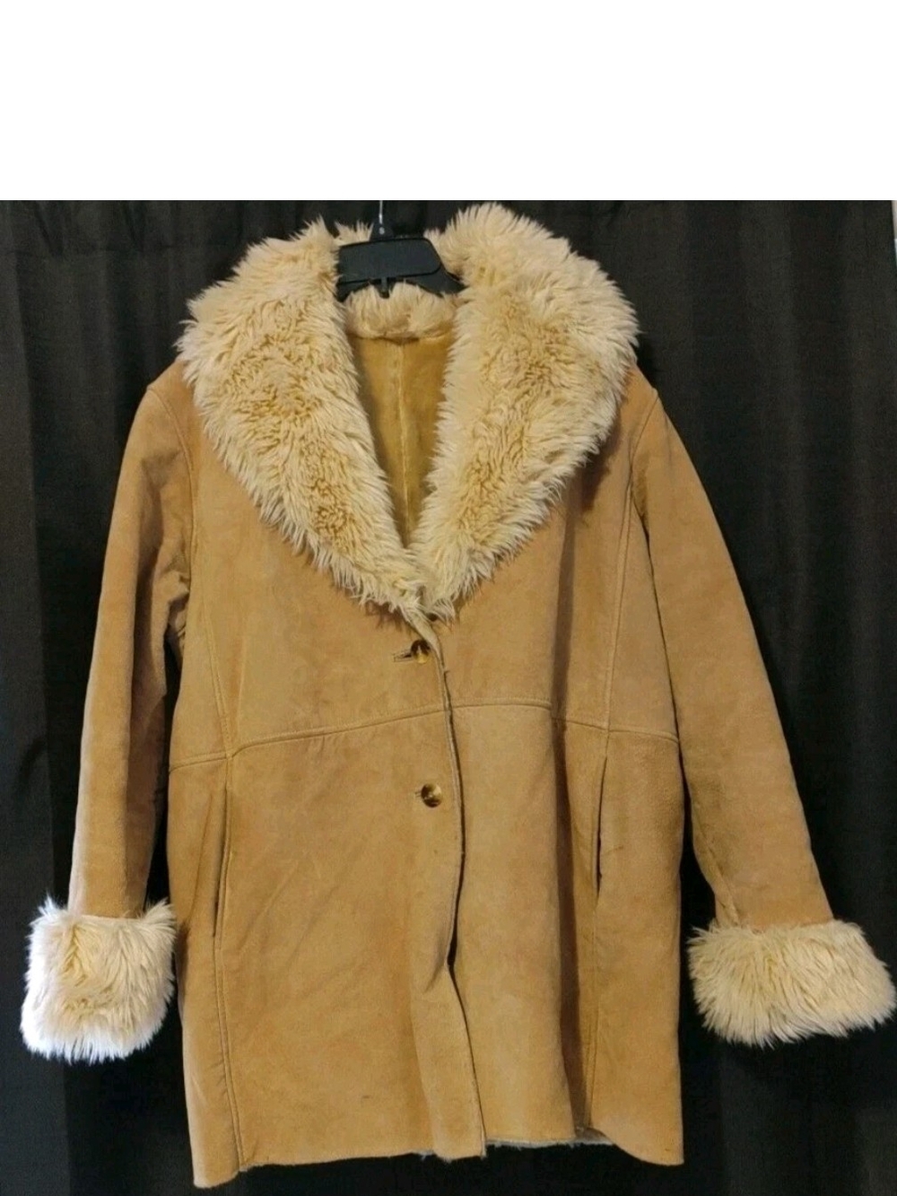 Vtg Penny Lane Wilsons Leather Coat Womens XL Suede Faux Fur Coat Boho Y2K
